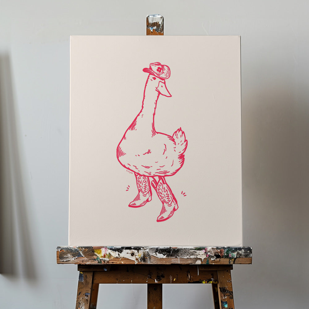 Anka i rosa westernkängor | Canvas