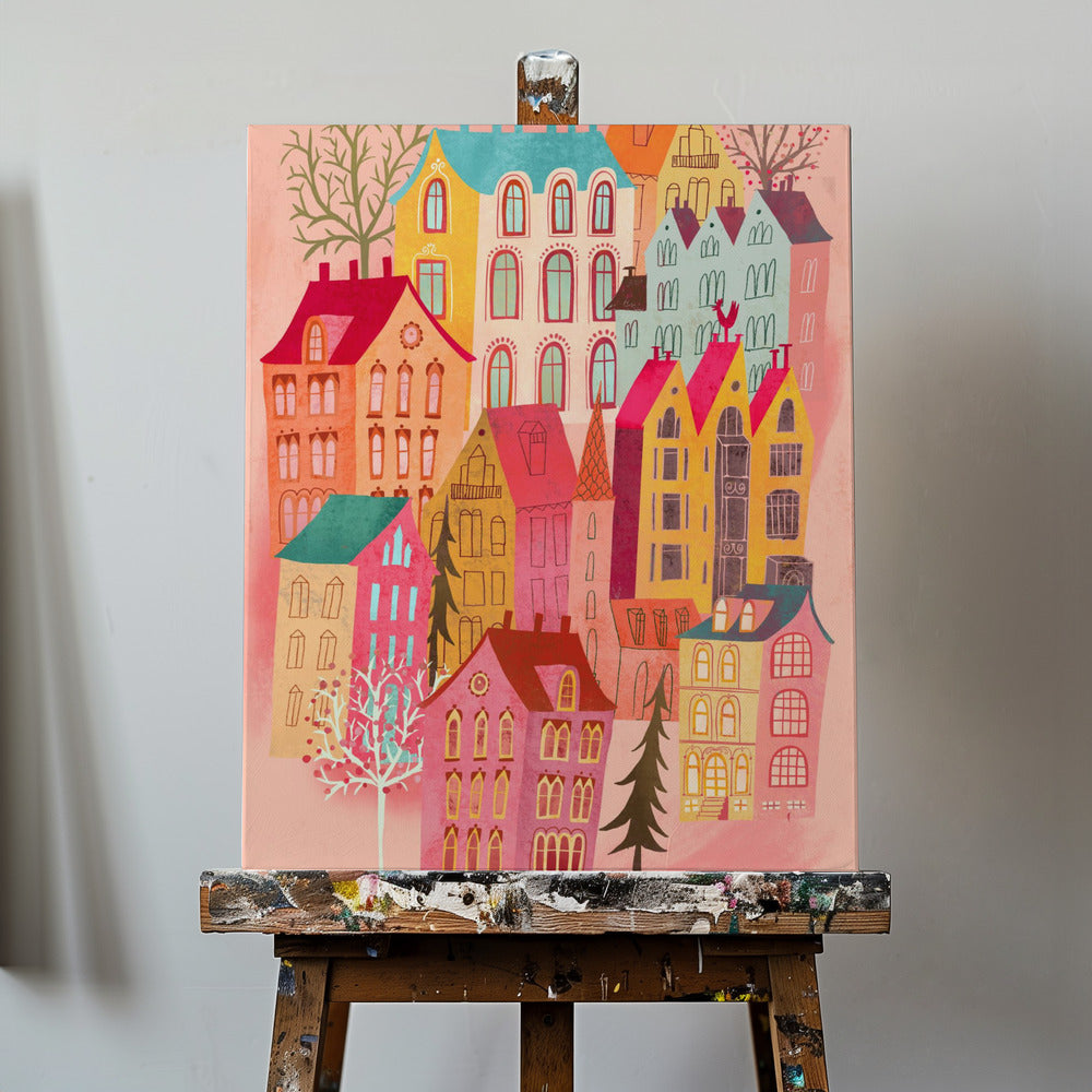 Lovely Pink Village | Canvas