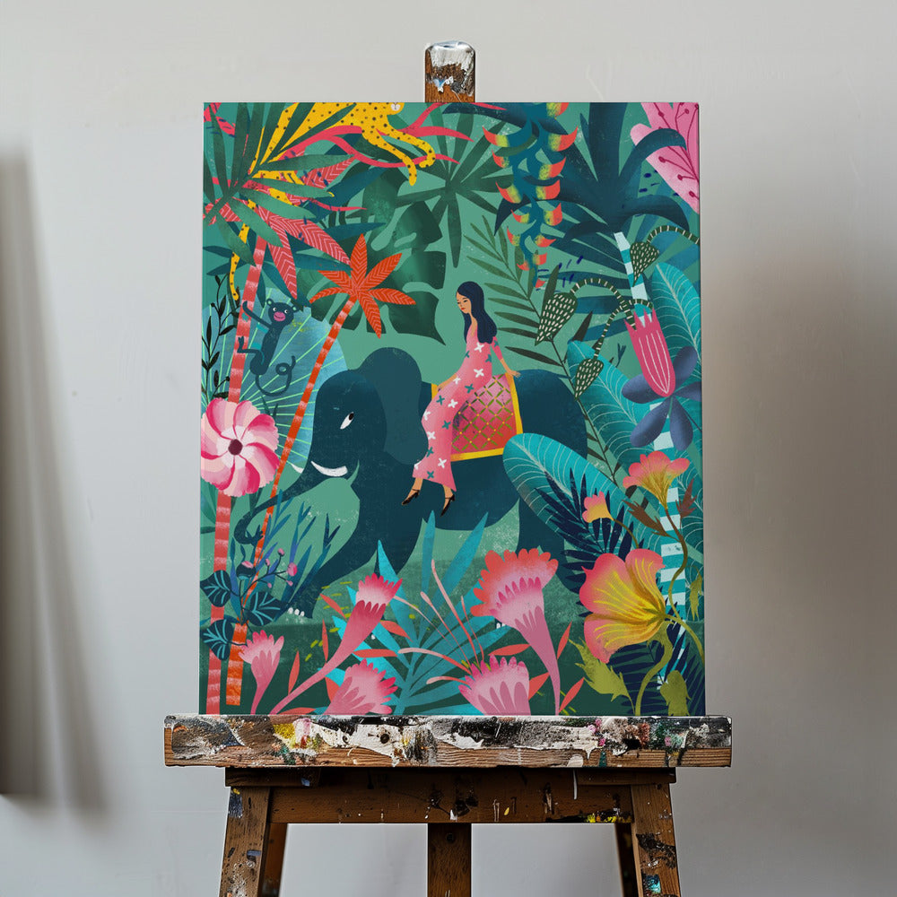 Elefantridning i djungeln | Canvasduk