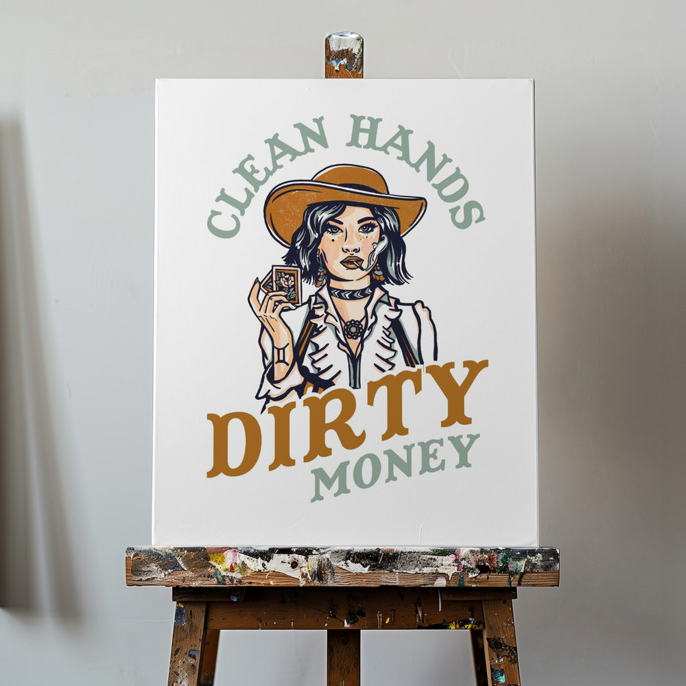 Rena händer Smutsiga pengar Poker Cowgirl | Canvas