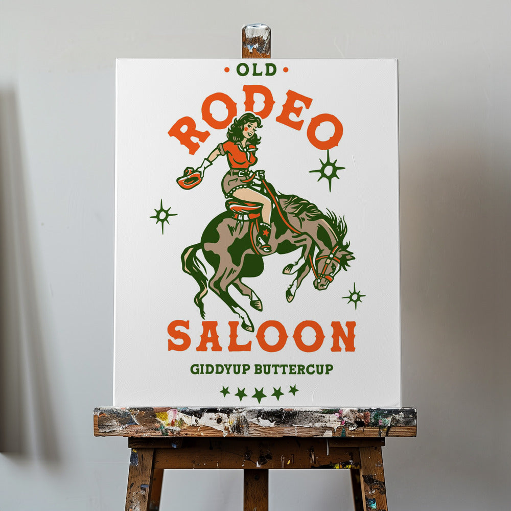 Old Rodeo Saloon Cowgirl: Giddyup Buttercup | Canvas