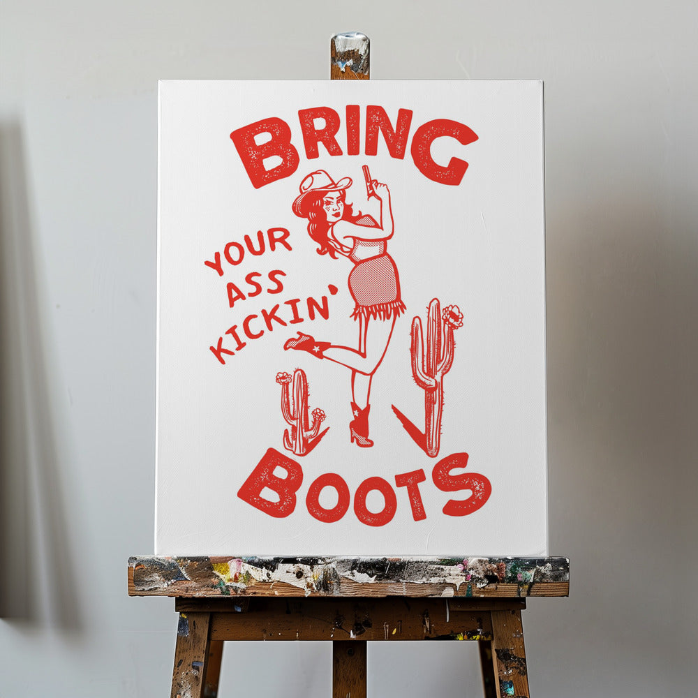 Rolig western cowgirl med rövsparkande stövlar | Canvas