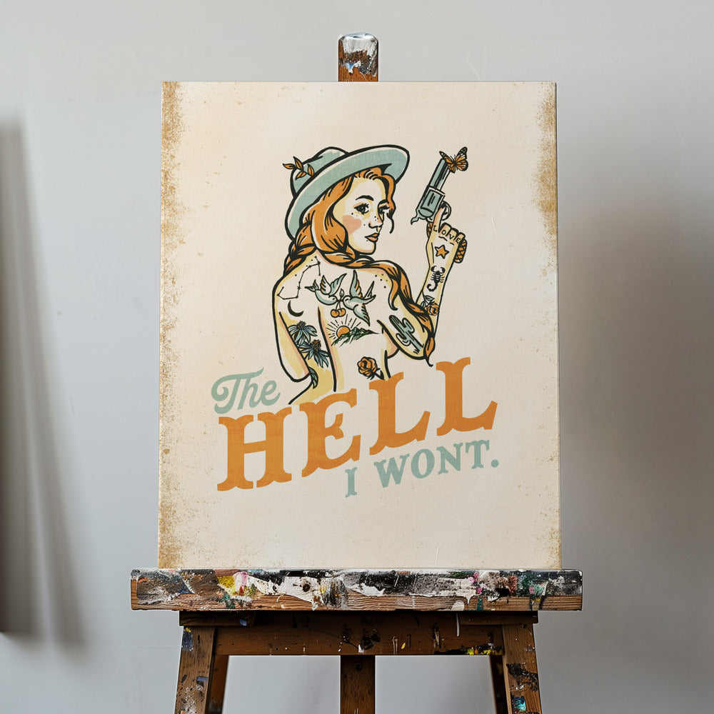 Helvete, jag kommer inte att göra fräck tatuering Pinup Girl | Canvastavla