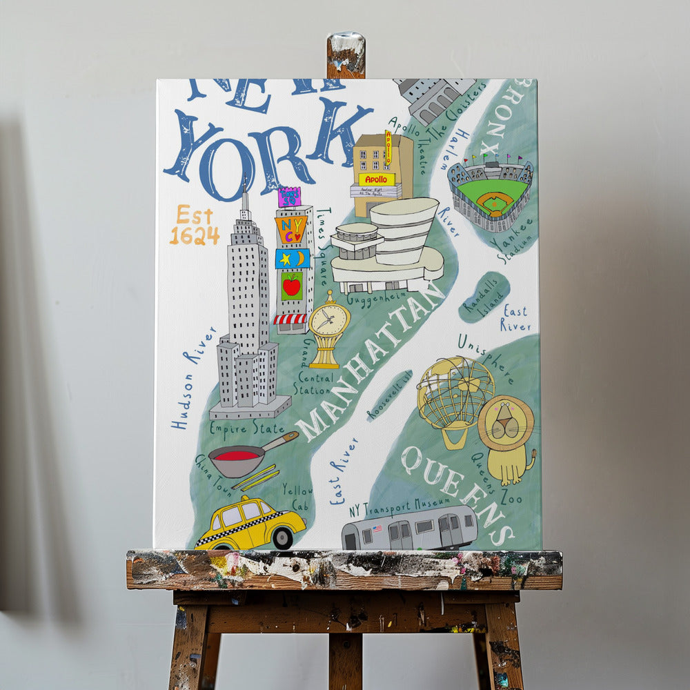 Illustrerad karta över New York av konstnären Carla Daly | Canvas