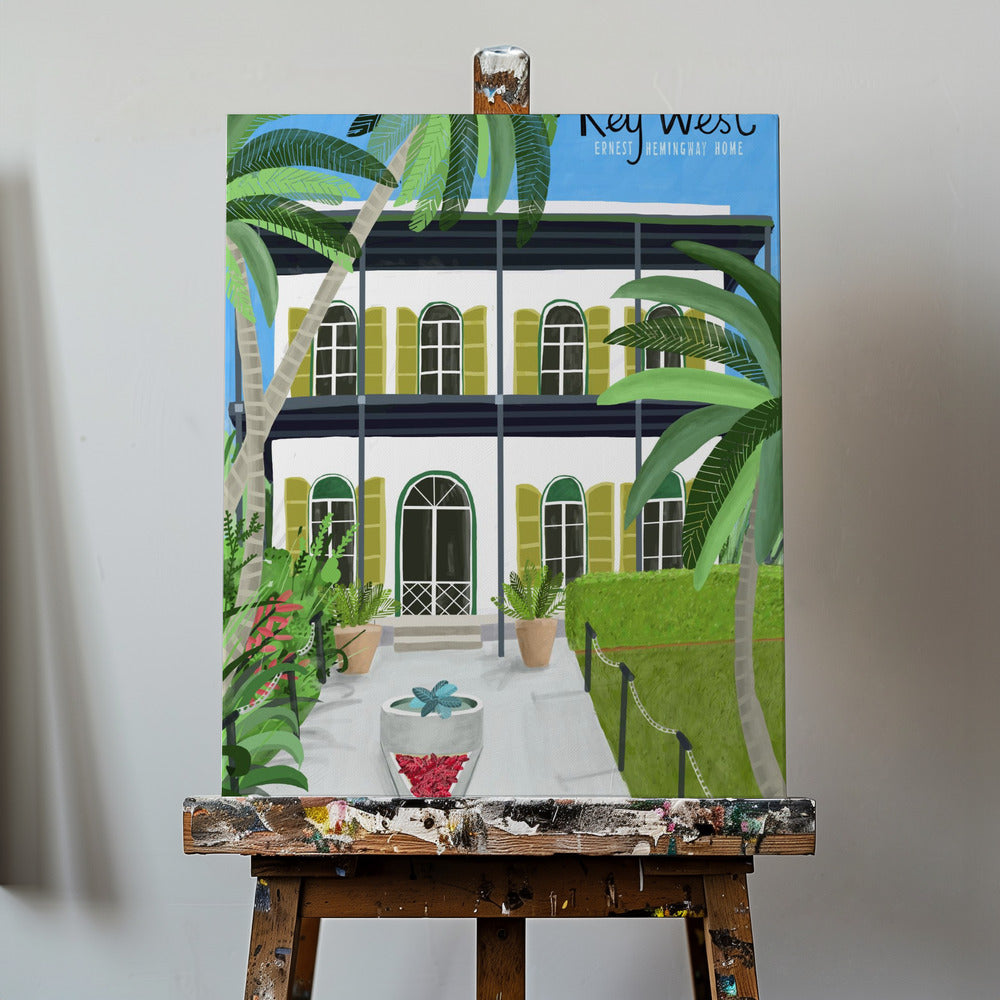 Ernest Hemingways hem, Key West Hemingway, Florida av konstnären Carla Daly | Canvastavla