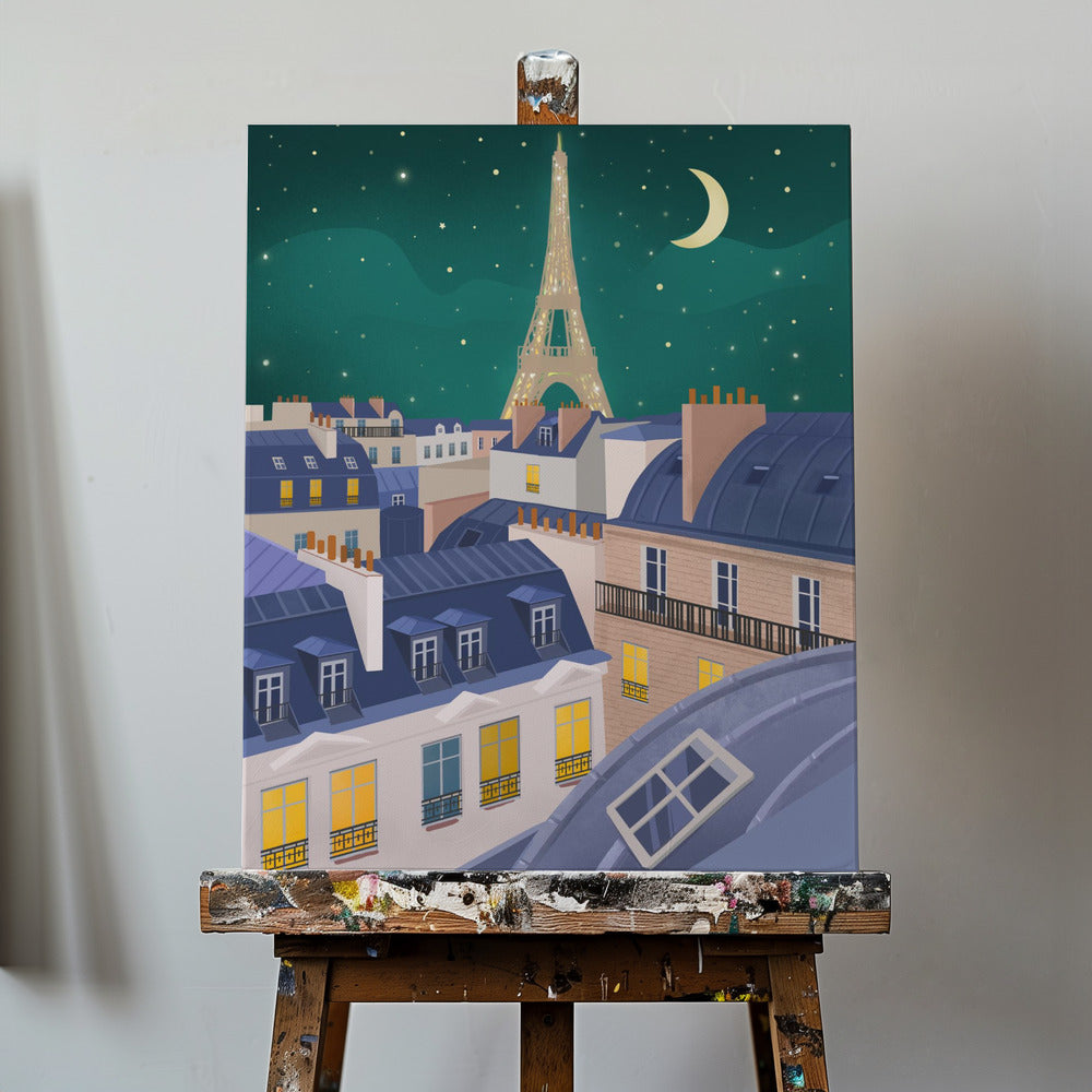 Paris på natten | Canvastavla