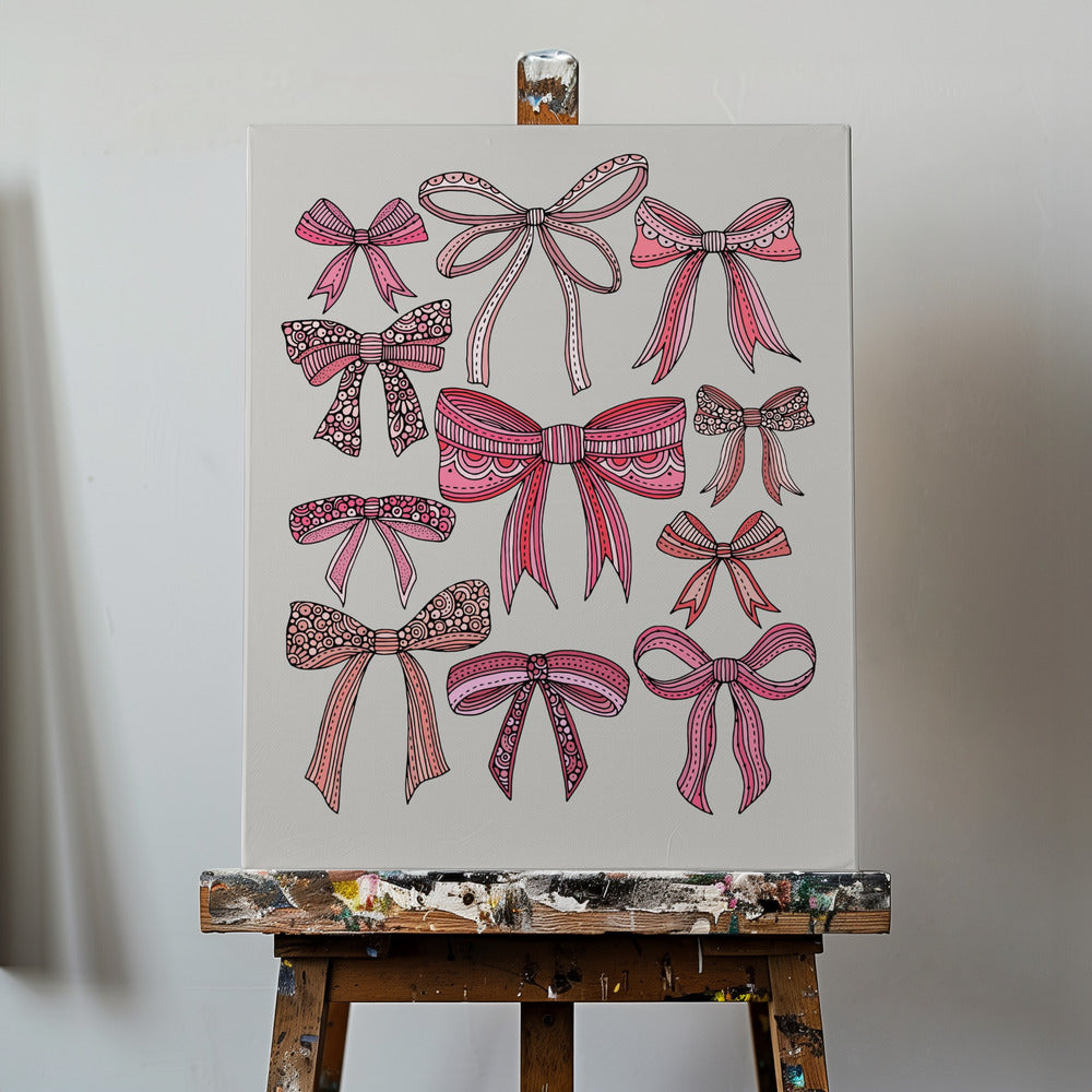 Rosa rosetter svarta linjer | Canvas