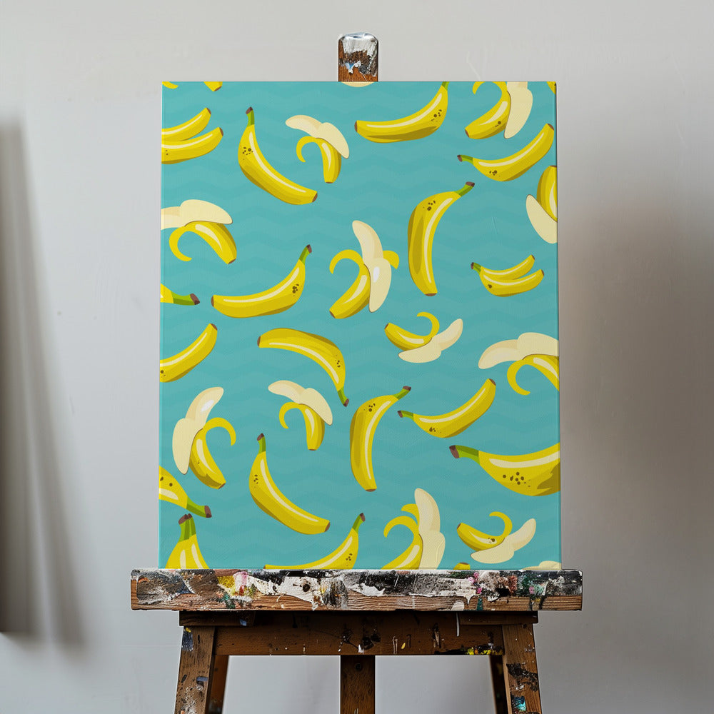 Lekfullt mönster av gula bananer | Canvas