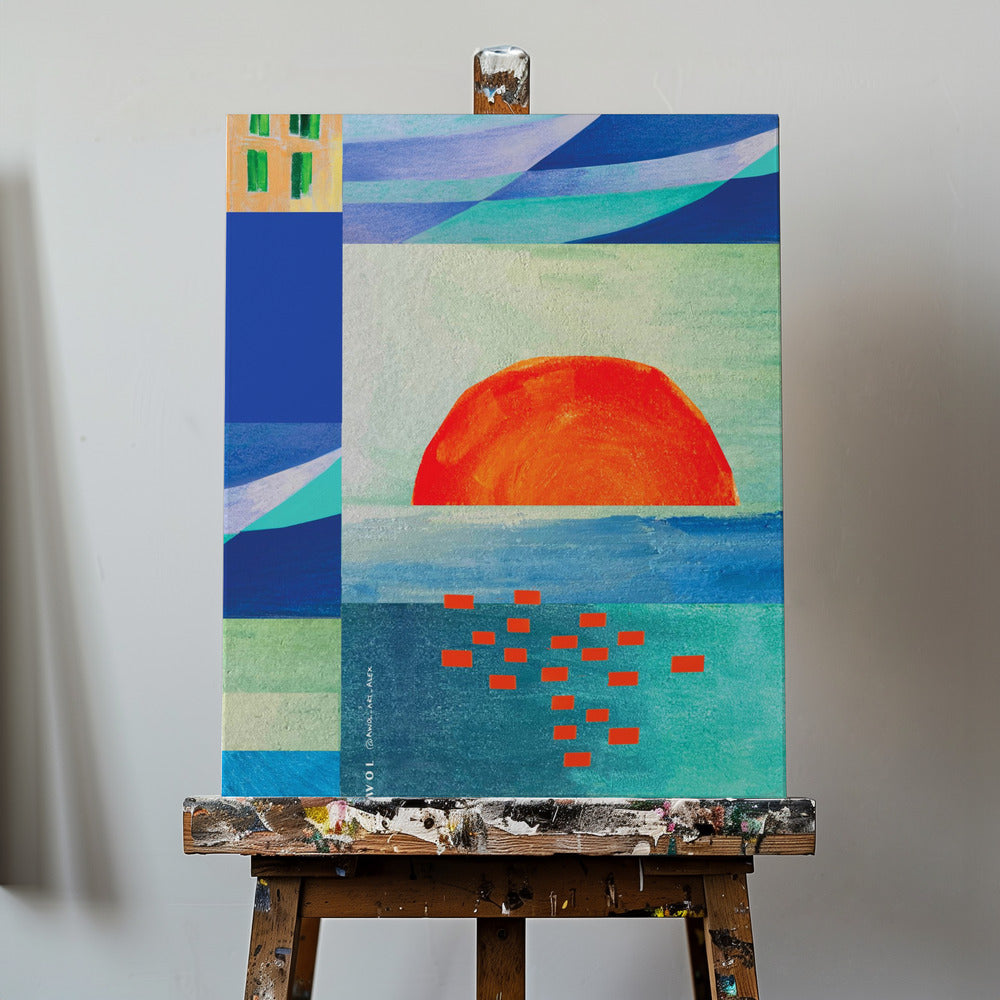 Colourful Mediterranean Sea With Sunrise, Abstract Coastal Art | Canvas