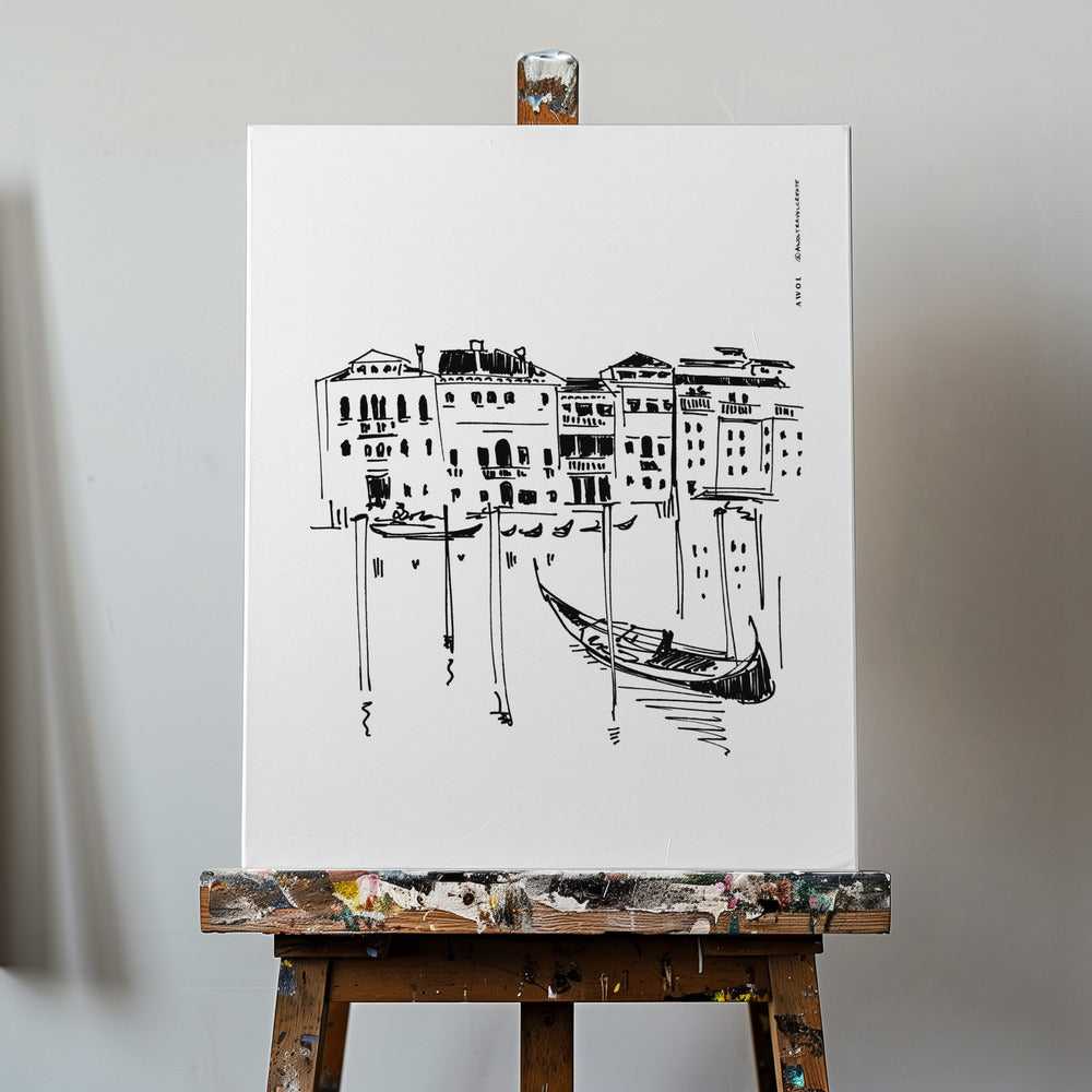 Venice Grand Canal With Gondola, Italy Travel Art Print | Canvas