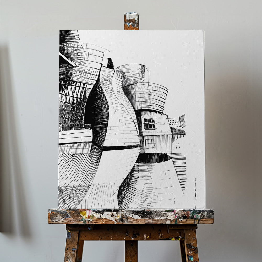 Bilbao Guggenheim Building, Modern Architecture Drawing | Canvas