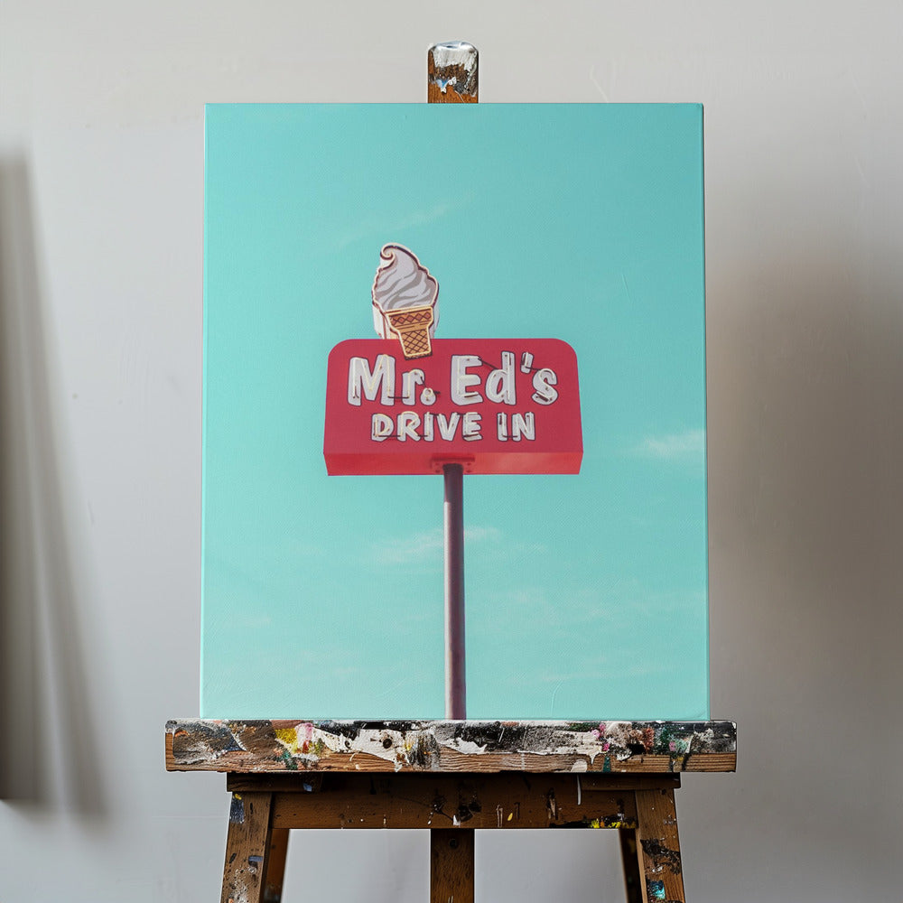 Mr. Eds Drive-In vintageskylt i Urbana, Missouri, USA | Canvastavla