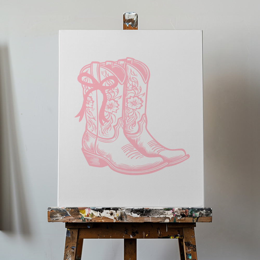 Rosa Cowgirlstövlar med rosett | Canvas
