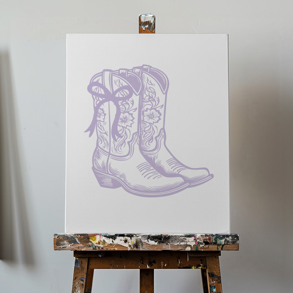 Lila Cowgirl-stövlar med rosett | Canvas