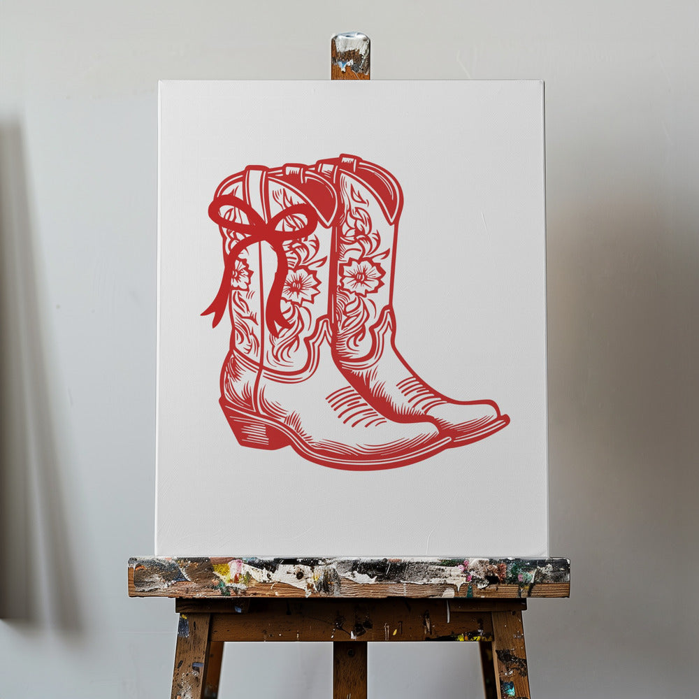 Röda Cowgirl-stövlar med rosett | Canvas