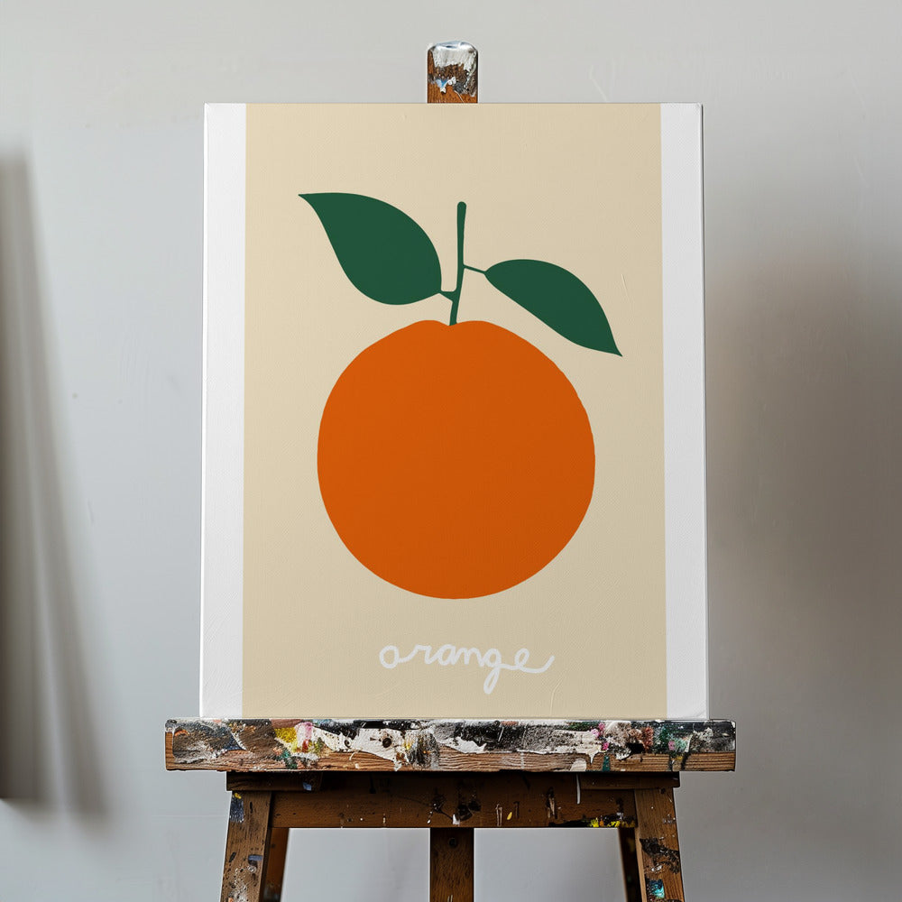 Stiliserad orange med mörkgröna blad | Canvas