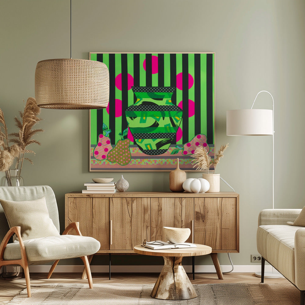 Grön vas och päron | Canvas
