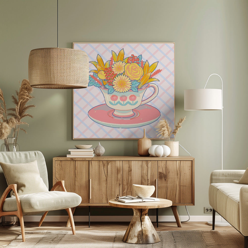 Blumenteetasse | Leinwand