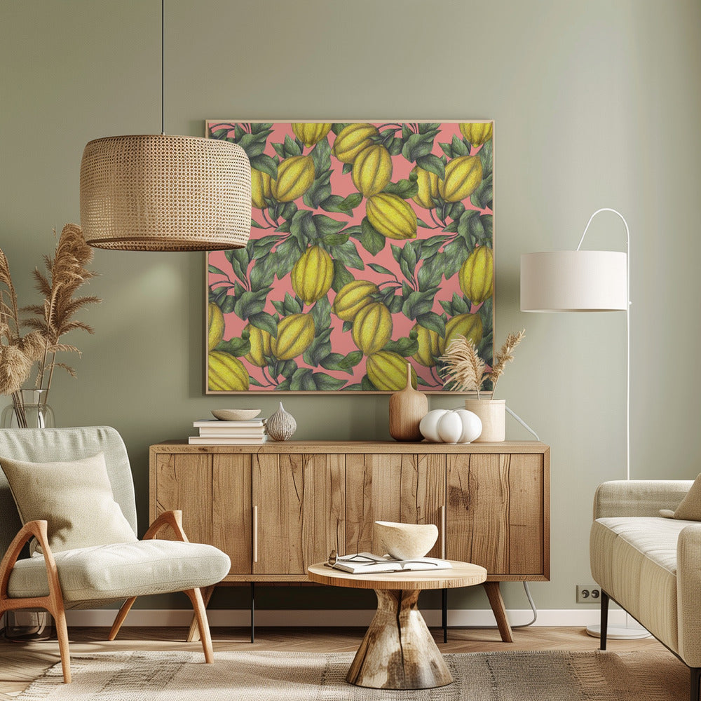 Mönster av gul citron | Canvas