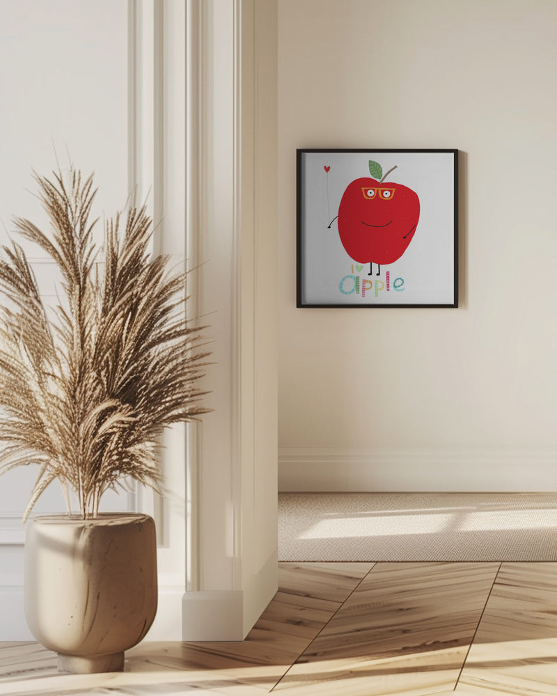 Jag älskar äpple! Glad äpple som håller ett kärlekshjärta. | Poster