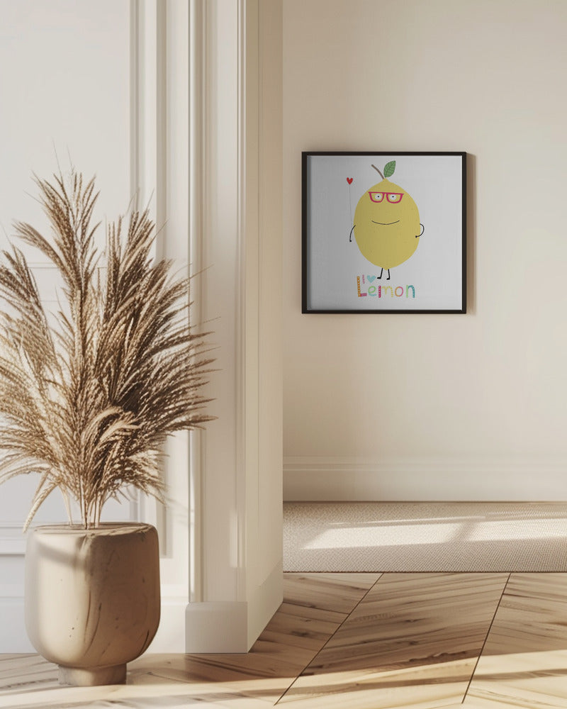 Jag älskar citron! En söt citron som håller ett kärlekshjärta. | Poster