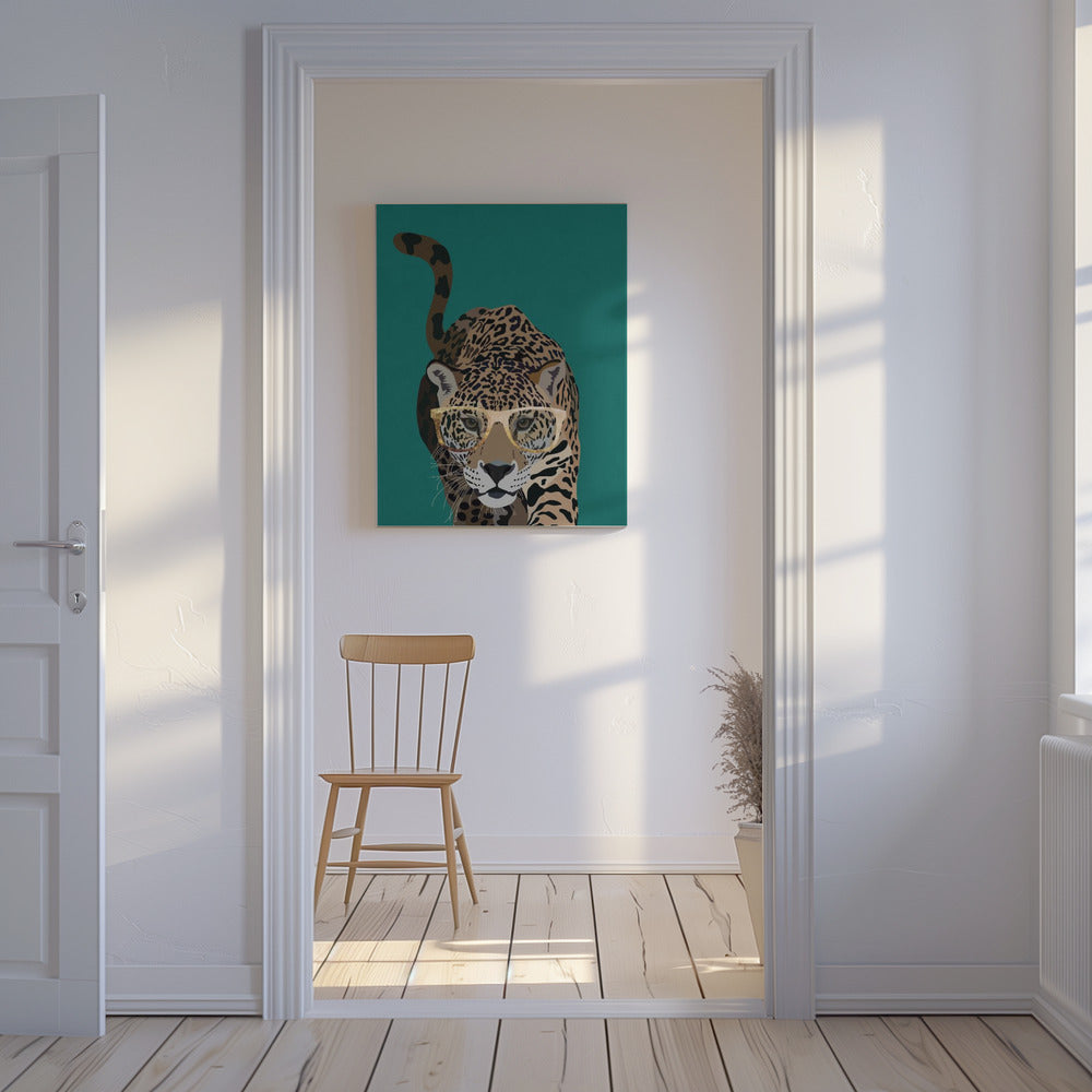 Curious green leopard | Canvas