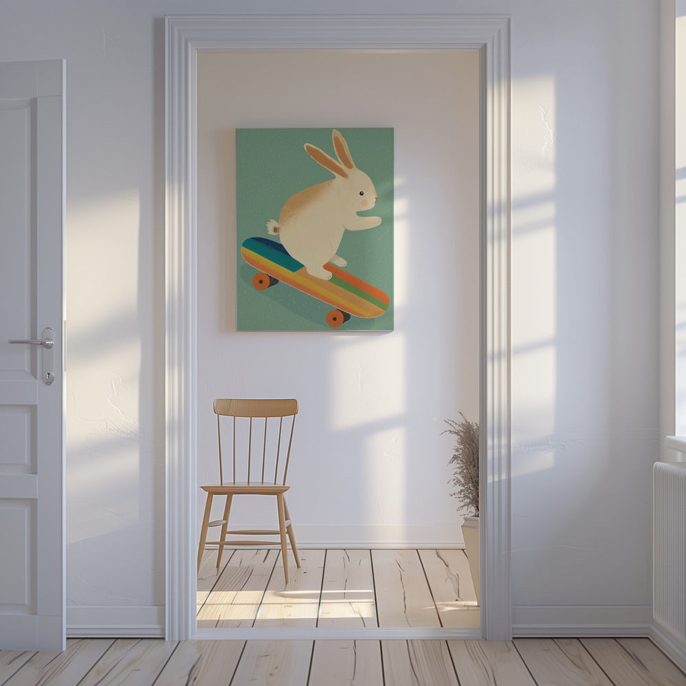Bunny On Skateboard | Canvas