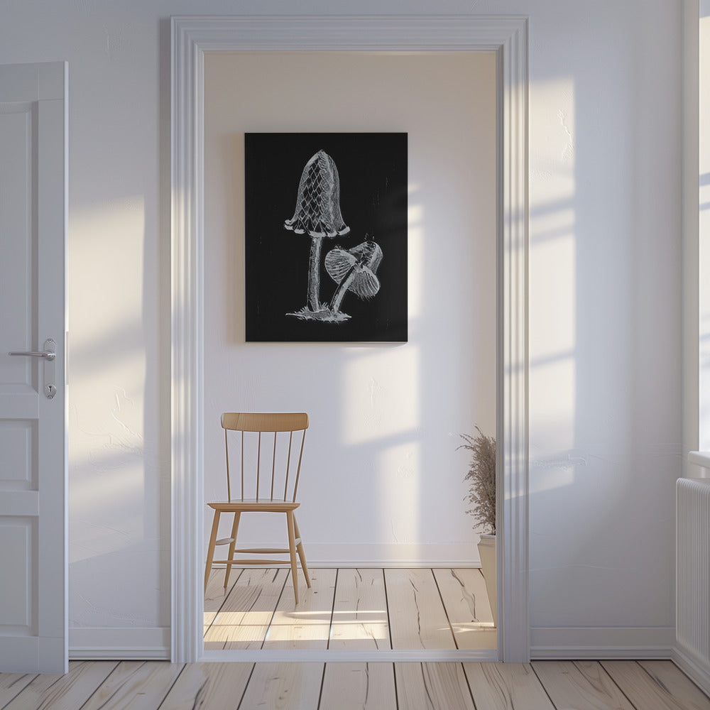 Vintage Inky Cap Ätbar Svamp Mörk Svartvit | Canvas