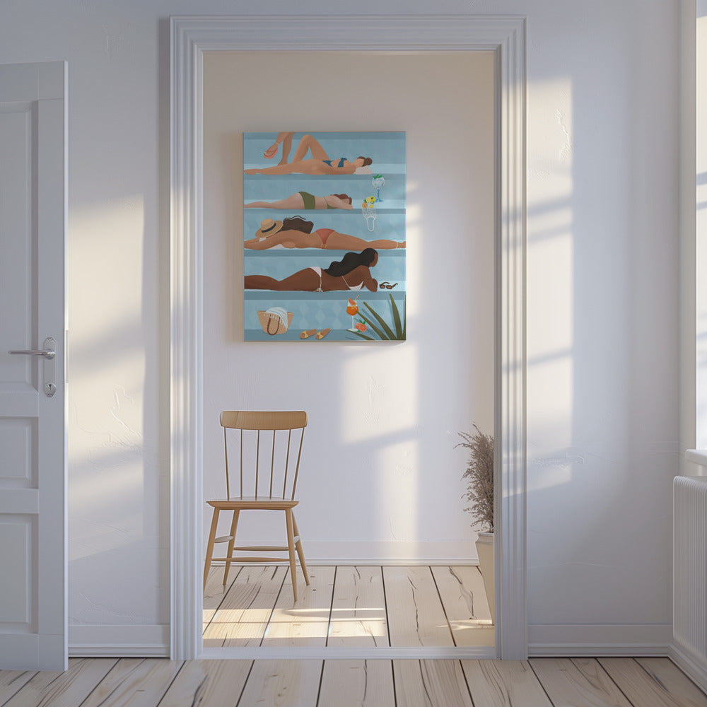 Damer vid poolen | Canvas