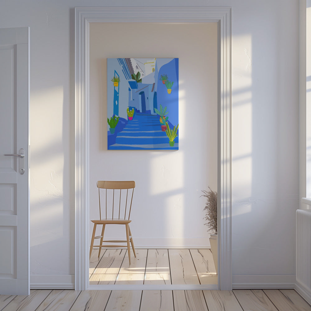 Blå stad | Canvastavla