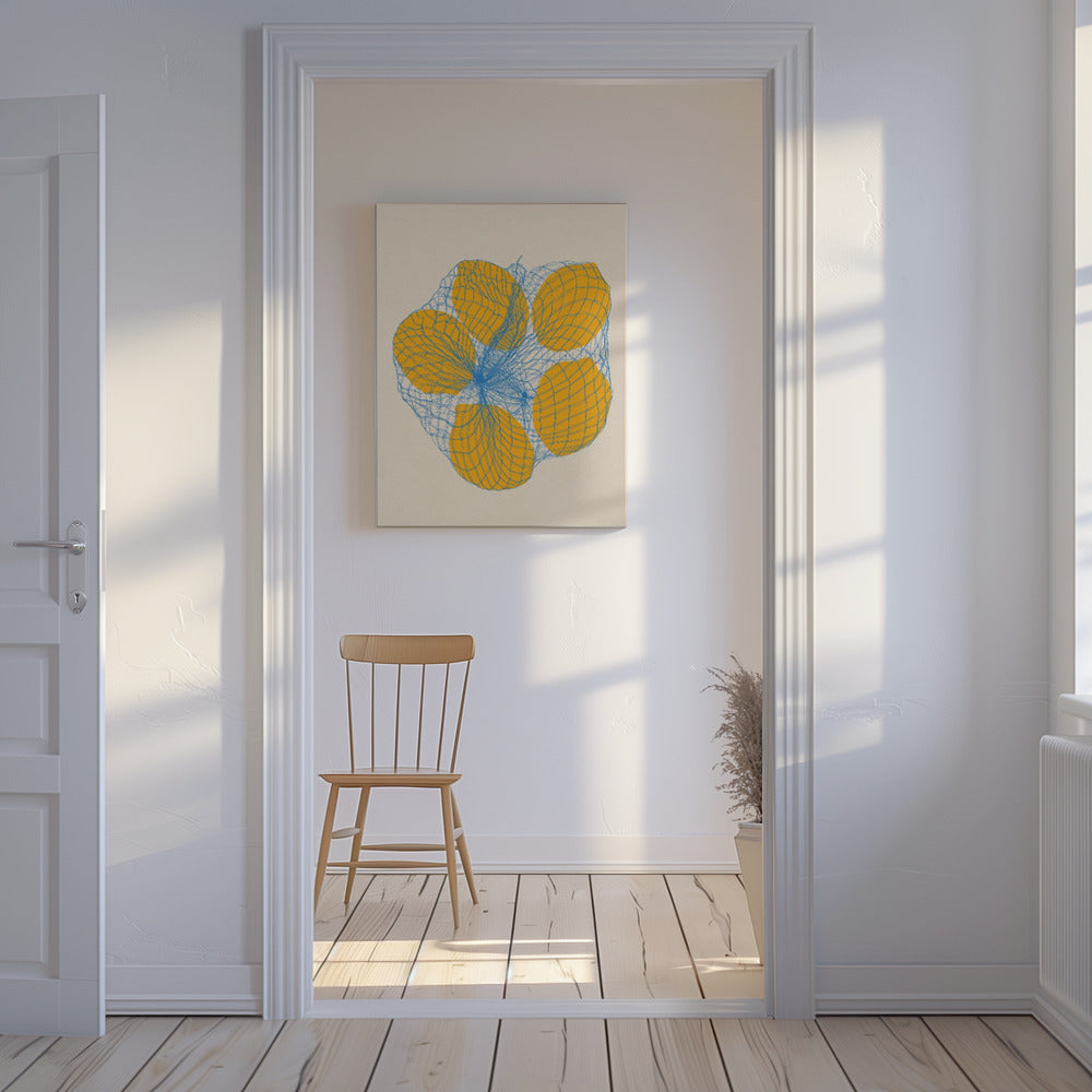 Fem citroner i en nätpåse | Canvas