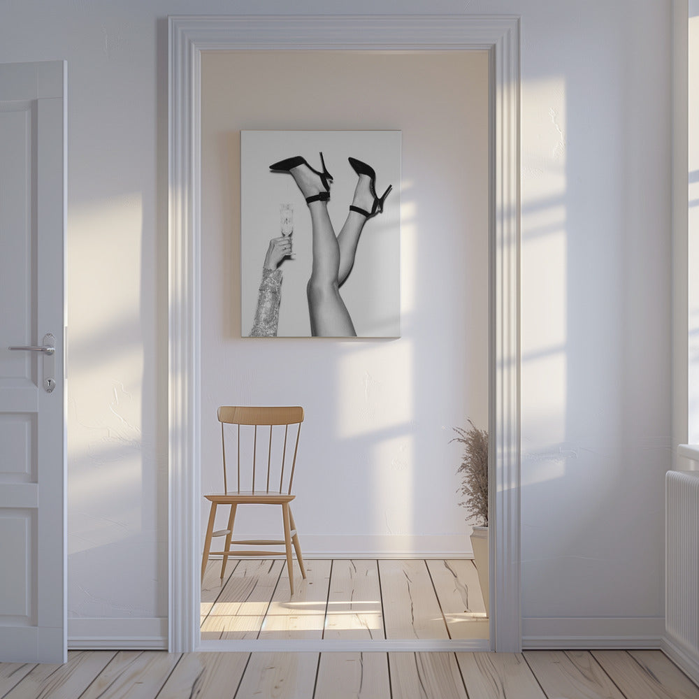 Champagne legs Black and White | Canvas
