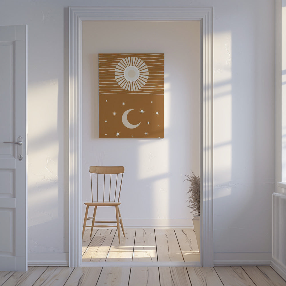 Minimalist Sun and Moon | Canvas