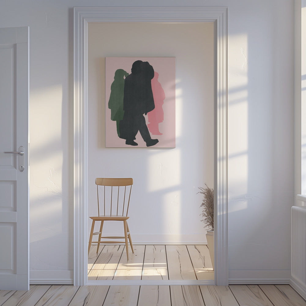 Colorful Silhouettes of Walking Figures | Canvas