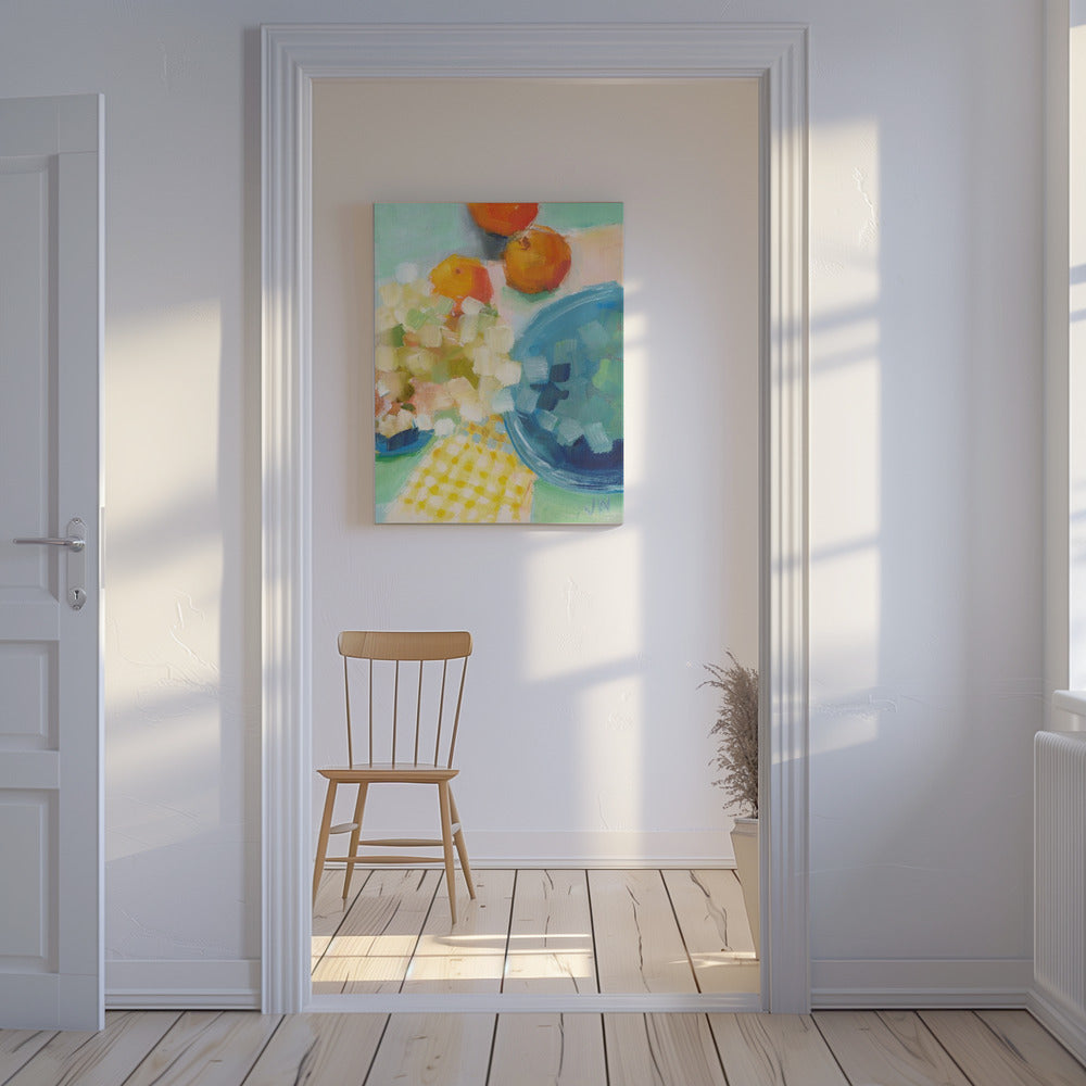 Apelsiner och hortensia | Canvastavla
