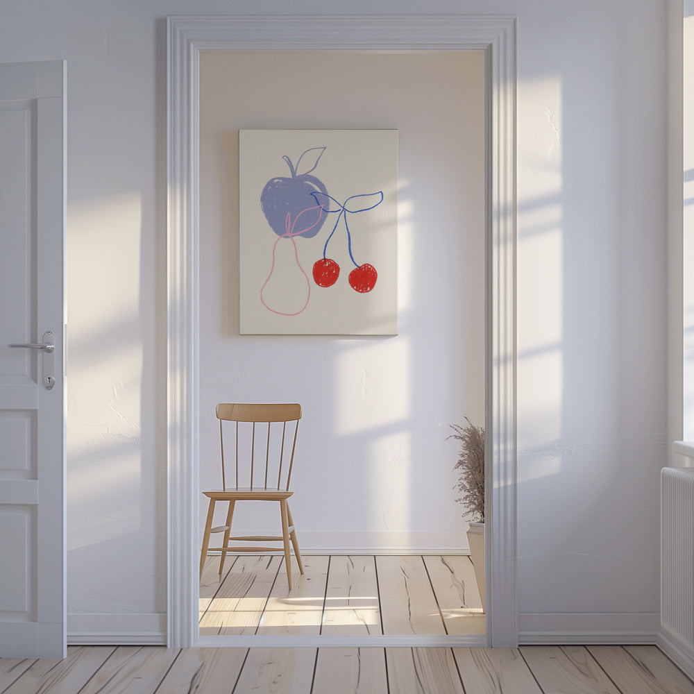 Äpple, körsbär och päron | Canvastavla