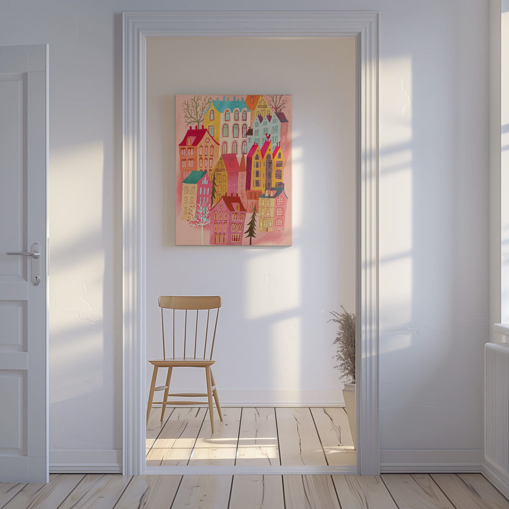 Lovely Pink Village | Canvas