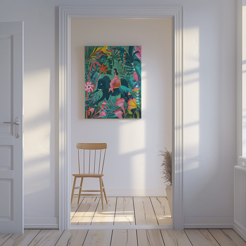 Elefantridning i djungeln | Canvasduk