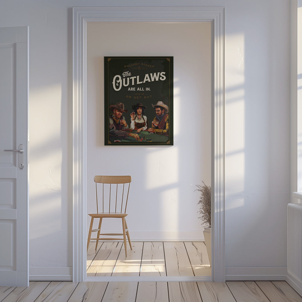 Outlaws Are All In Cool Cowboy Poker Konst | Canvastavla