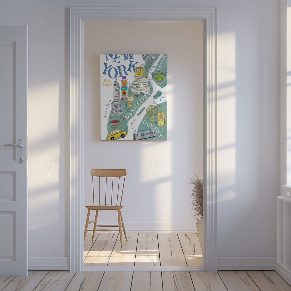 Illustrerad karta över New York av konstnären Carla Daly | Canvas