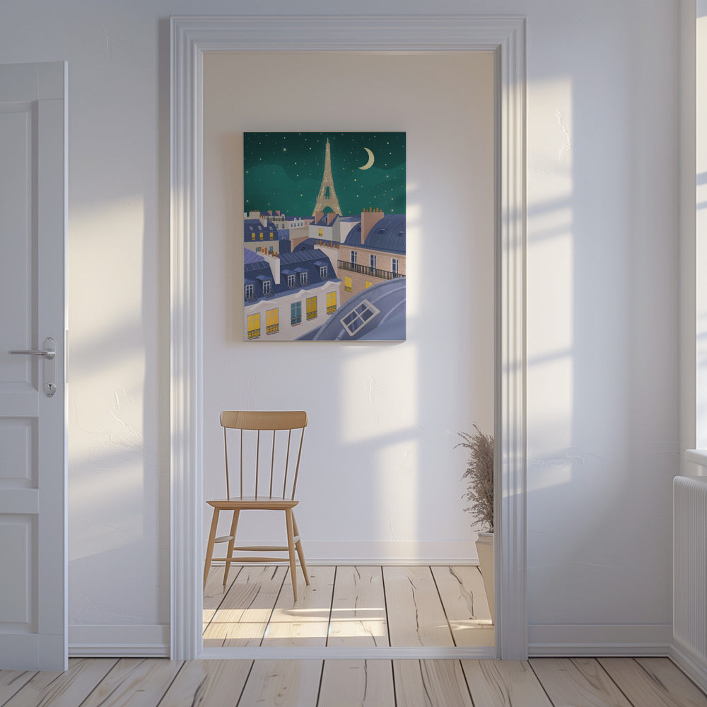 Paris på natten | Canvastavla