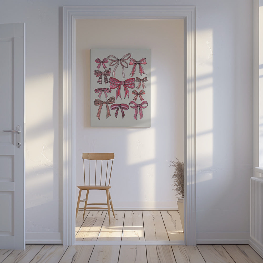 Rosa rosetter svarta linjer | Canvas