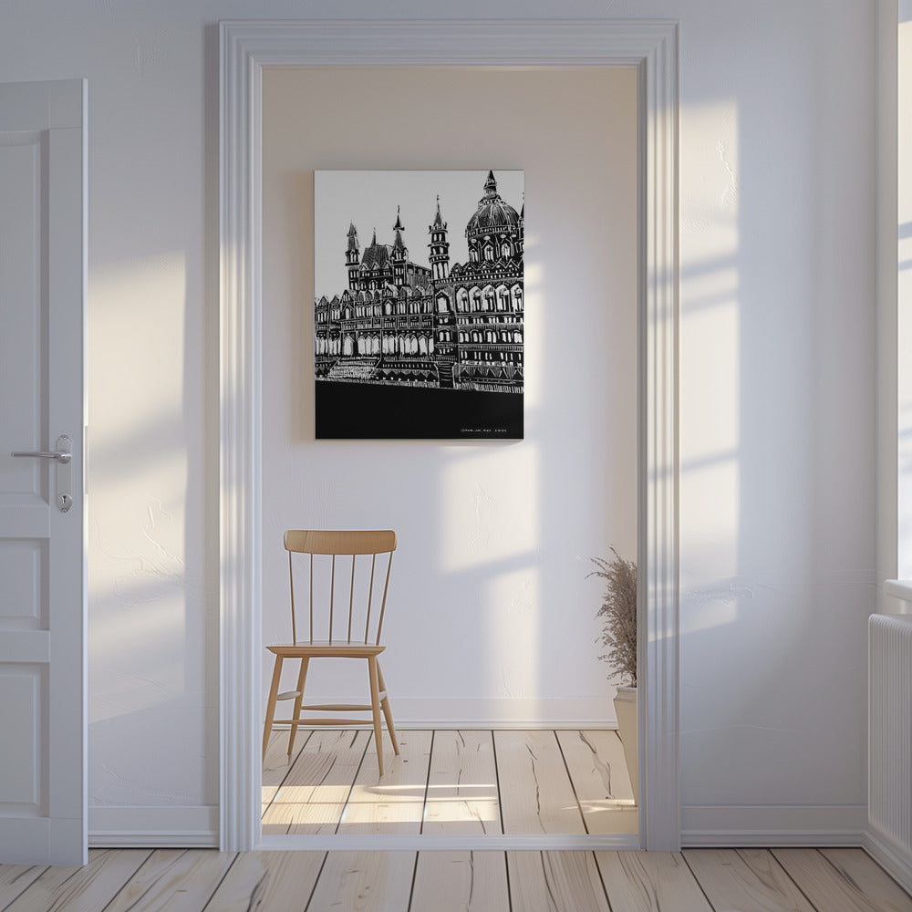 Budapest, Hungary City Art, Black And White Architecture Drawing | Canvas