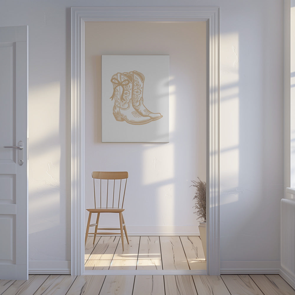 Neutrala Cowgirl-stövlar med rosett | Canvas
