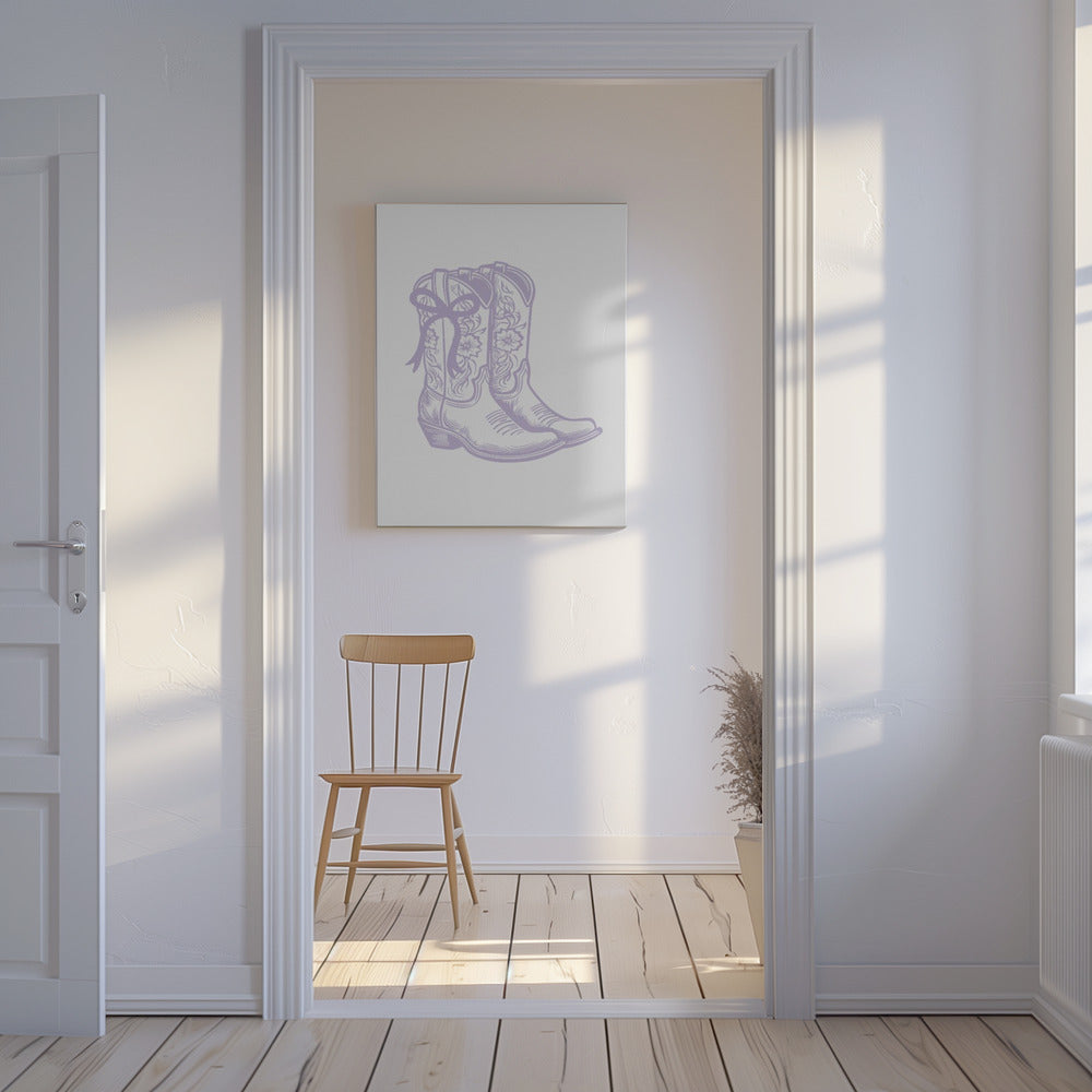 Lila Cowgirl-stövlar med rosett | Canvas