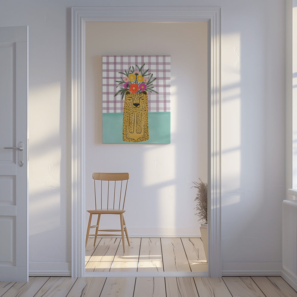 Leopard och blommor | Canvas