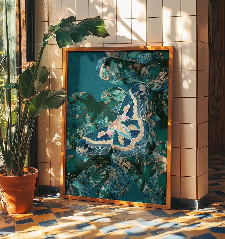 Moth and Monstera Leaves | Poster