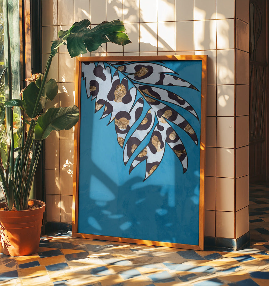 Blue leopard print animal leaf | Poster