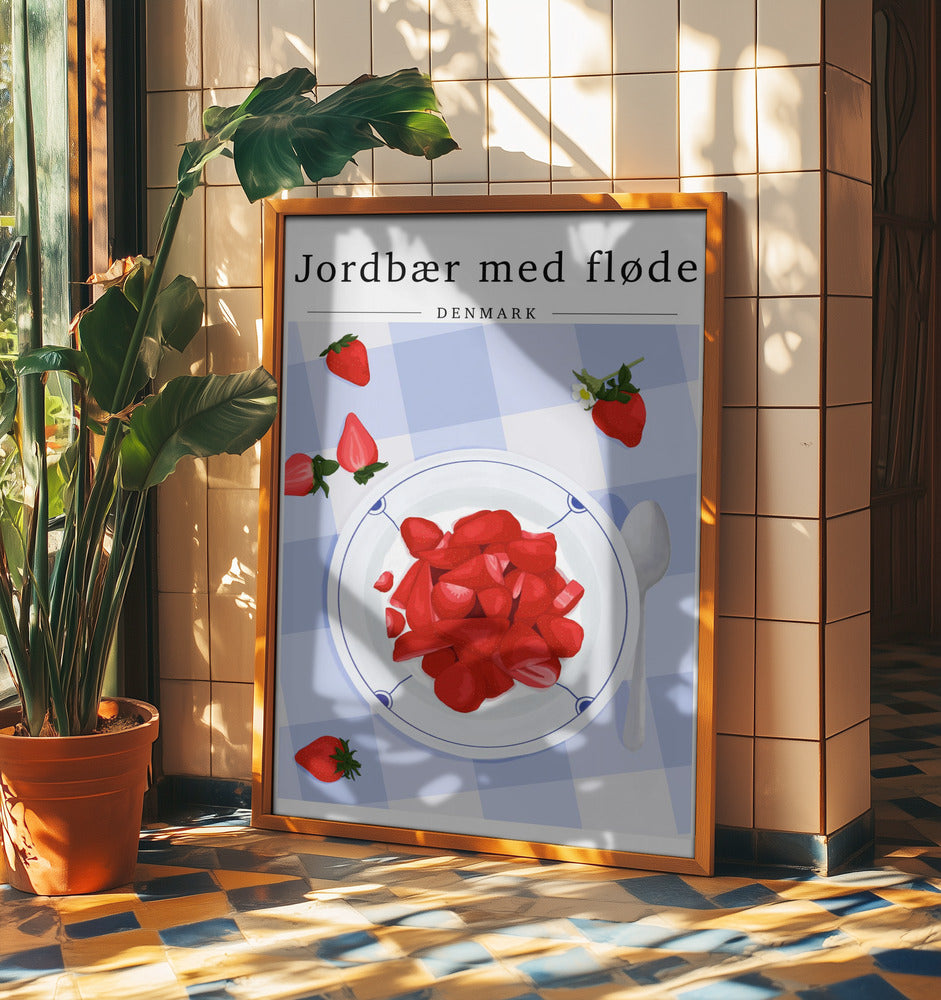 Jordgubb med grädde - Danmark | Poster