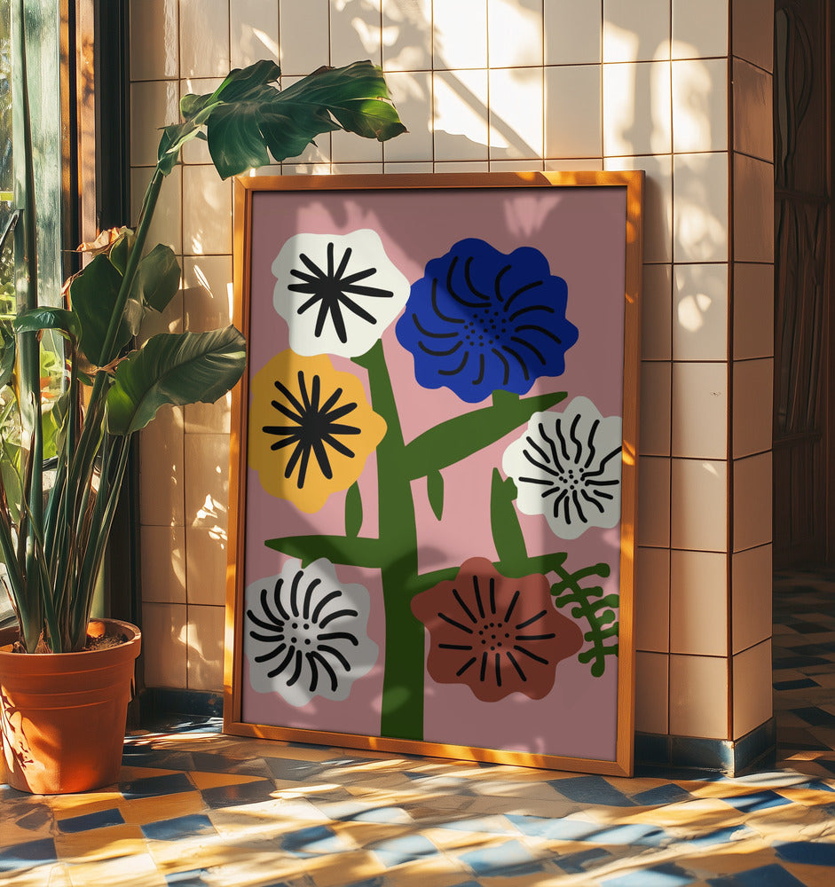 Stilisierte Blumen mit kräftigen Farben | Poster
